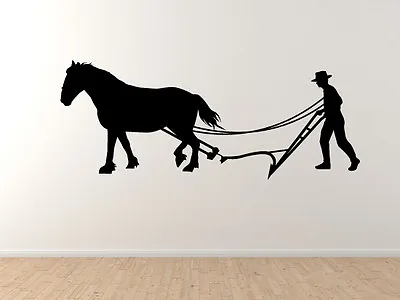 Farm #3 - Farmhand Horse Drawn Plow Cultivator - Vinyl Wall Decal Art • $11.99