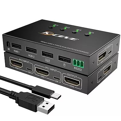 KVM Switch HDMI KVM Switch 4 Port 4 In 1 Out USB Switch For 4 Computers Share • $87.99