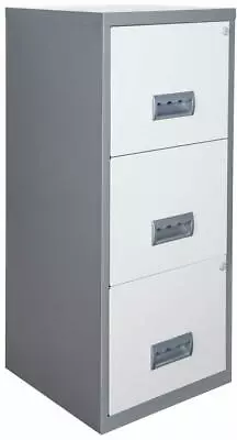 3 Drawer Maxi Filing Cabinet Silver White For Home Office Metal Filer GRADE C • £74.95