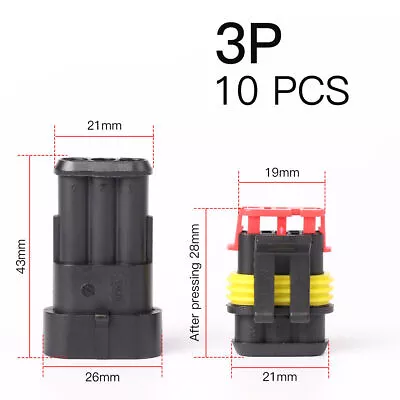 10 Kit 12V 2/3Pin Cable Wire Connector Plug Waterproof Sealed For Electrical Car • £7.17