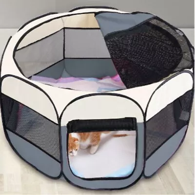 £15.90 • Buy Large Foldable Soft Fabric Dog Crate Cat Cage Pet Bed Travel Puppy Play Pen Tent