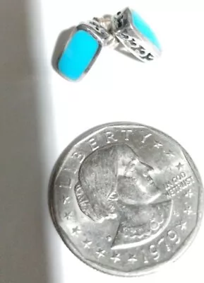 $32 • Buy Pre-owned 925 Sterling Silver Earrings With Turquoise Cabochon