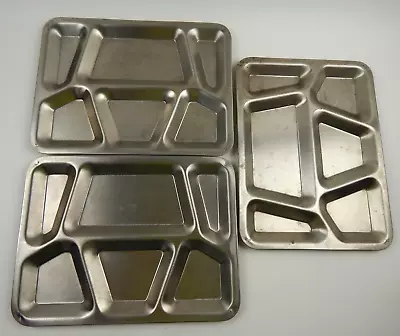 3 Vintage Stainless Steel Metal Cafeteria Lunch Food Tray School Prison Military • $49.95
