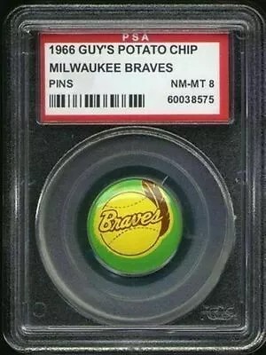 1966 Guy's Potato Chips Pins Milwaukee Braves PSA 8 • $59.50
