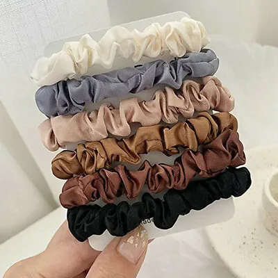 6 Pcs Satin Silk Scrunchies Elastic Hair Bands Scrunchy Bobbles Hair Ropes Rings • £2.03