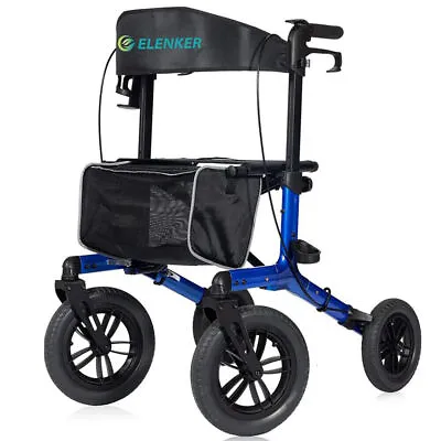 12” Deluxe OEM ELENKER Medical Upright Rollator Walker Stand Up Rolling Mobility • $125.99