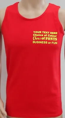New Custom Printed Text Personalised 100% Cotton VEST Work Wear Uniform TANK TOP • £9
