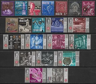 Malta - 1965/70 - Definitives Set Of 21 - F/used - Sg 330/348 - Cat £15 • $3.79