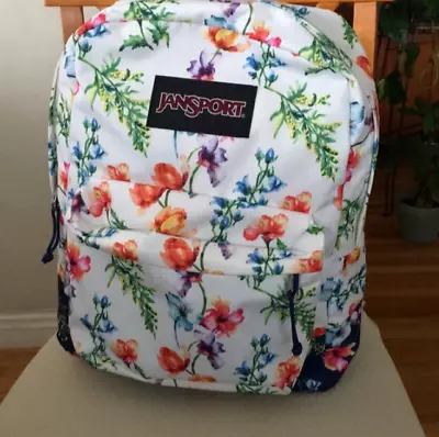 Jansport Black Label Superbreak Multicolored Flowered/White Backpack • £28.92