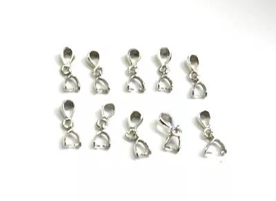 Wholesale Lot 10 Italy Solid .925 Sterling Silver Bail Hook 17mm • $9