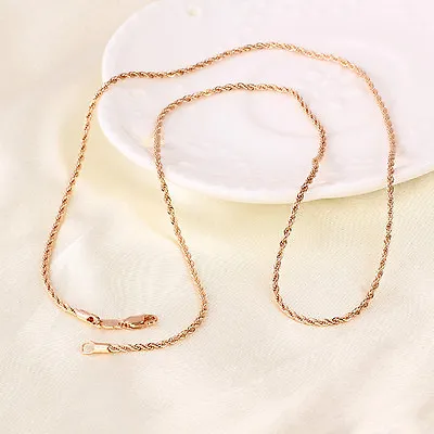 9ct 9K Rose Gold Plated Men Ladies Slim Rope Necklace Chain.18  20  24 2029 • £9.99