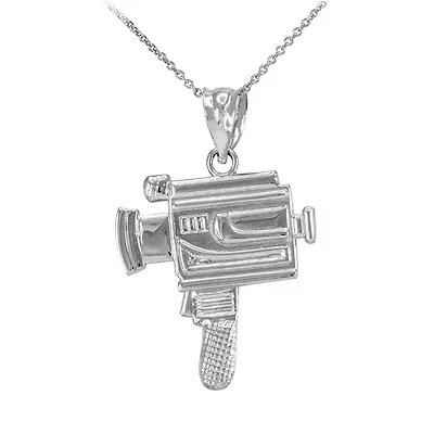 10k White Gold Retro Vintage Video Film Movie Super 8 Camera Handheld Pendant • $203.99