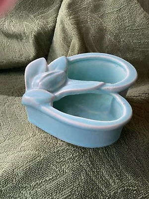 NELSON McCOY  AQUA LILY DIVIDED DISH PLANTER  1940s 6 1/2” • $79