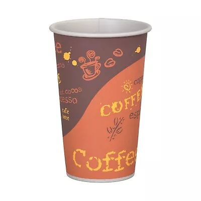 1000 Pack Coffee Print Disposable Poly Paper Hot Tea Coffee Cup 16 Oz. • $105.99