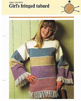 GIRL'S FRINGED TABARD Knitting Pattern Girls - Odhams Pamphlet • £0.99
