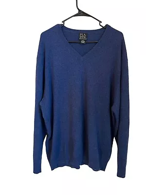 JOS A Bank Executive Collection 100% Cashmere V-Neck Navy Blue Sweater Size XXL • $28