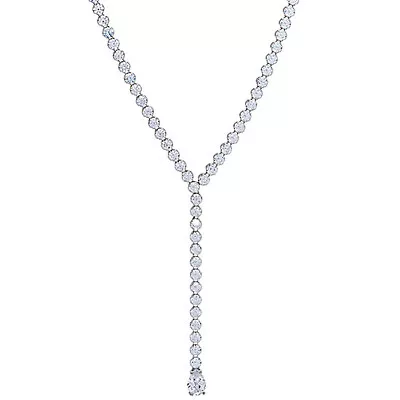 Tennis Y Necklace 14K White Gold Plated Silver 10.56 Ct Simulated Round Diamond • $512.63