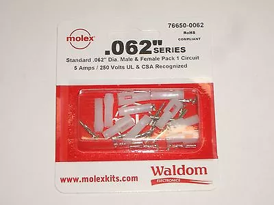 Molex 76650-0062 .062  1 Circuit Power Plug Receptacle Socket Set Of 5 W/ Pins • $10.95