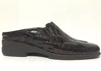 Mephisto Beka Mule Comfort Shoes Slip On Flats Brown Croc Embossed Womens Size 9 • $30