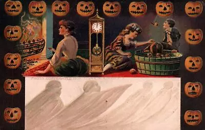 Lovely LADIES Spooky GHOSTS JOLs On Colorful Vintage 1909 HALLOWEEN Postcard • $29.99