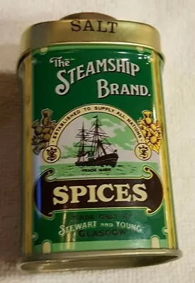 Vintage Steamship Brand Spices Tin Salt Can Stewart And Young Glasgow Scotland • $14