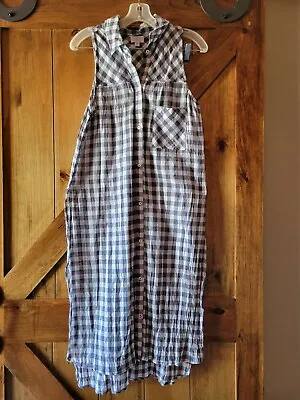 Womans Mudpie White Gray Checkered Sleeveless Button Down Dress Size S/M • $11.99