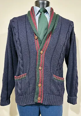 Vintage Tommy Hilfiger Wool Cotton Cable Knit Cardigan Sweater Men’s M • $69.99