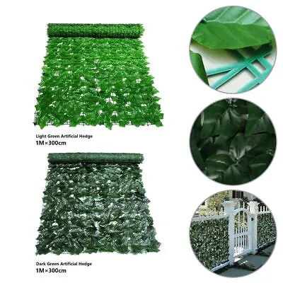 3M Artificial Hedge Fake Ivy Leaf Garden Fence Privacy Screening Roll Wall Panel • £15.99