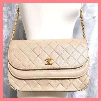 CHANEL Matelasse Double Flap Cahin Shoulder Bag Leather Lambskin 240417T • $1893.92