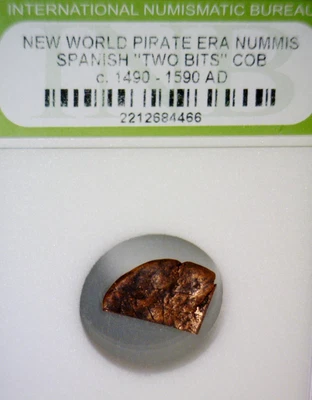 $0.01 • Buy 1500 S PIRATE Era Spanish Colonial Treasure   2 BITS   COB Coin N Hard Holder NR