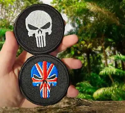 PUNISHER Hook And Loop Sew On Patch Military Airsoft Logo Badge Embroidered  • $6.22