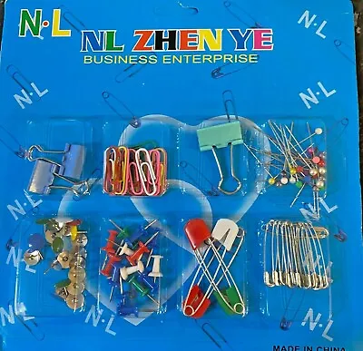 £1.99 • Buy 80 PC Assorted Office Stationary Paperclips Push Pins Safety Pins Bulldog Clips