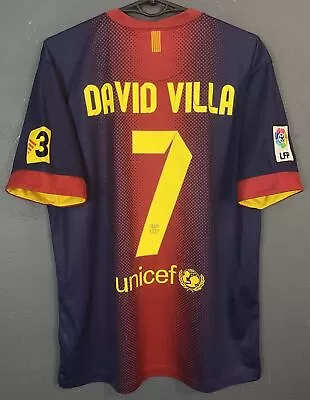 David Villa Mens Nike Fc Barcelona 2012/2013 Soccer Football Shirt Jersey Size M • £133.66