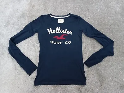 £9.99 • Buy Hollister Mens T Shirt Long Sleeve Blue With Logo UK Adult Size Small