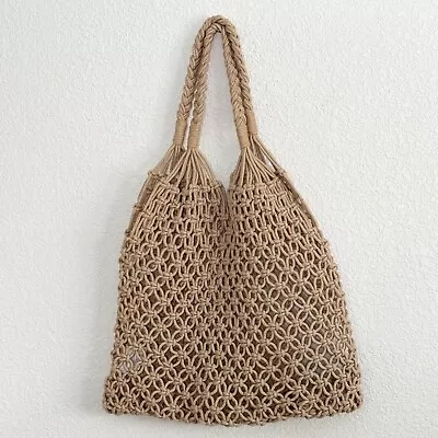 CultureFly The Girlfriend Unlined Woven Macrame Beach Tote Or Market Produce Bag • $10