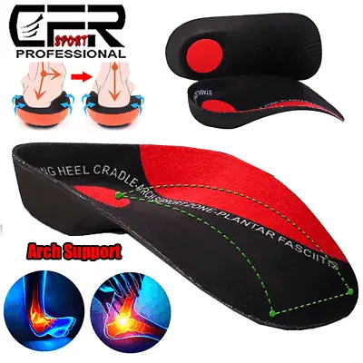 3/4 Orthotic Insoles Arch Support Inserts Plantar Fasciitis Flat Feet Heel Pain • £14.59