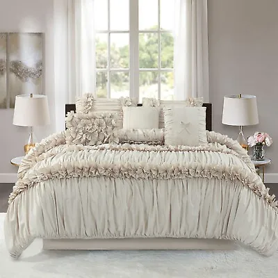 HIGBEDDING 7 Pieces Camel Rustic Bedding Sets Feminine Luxury Comforter • $109.99