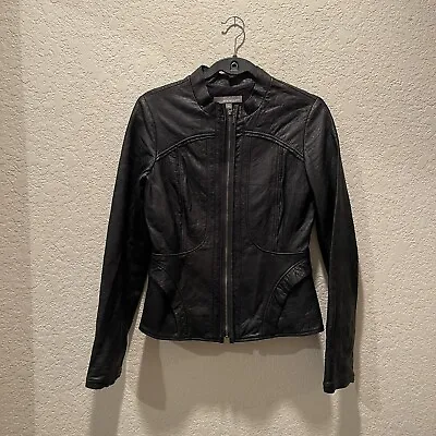 Ace Delivery Women Black  Leather Lightweight Lined Moto Jacket Size M • $45