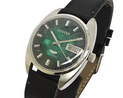 Vintage Citizen Seven Automatic Day-Date Original Green Dial Steel Wristwatch • $54.99
