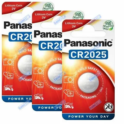 3 X CR2025 3V Car Key Fob PANASONIC Battery EXPIRY 2033 Coin Cell DL2025 • £4.35