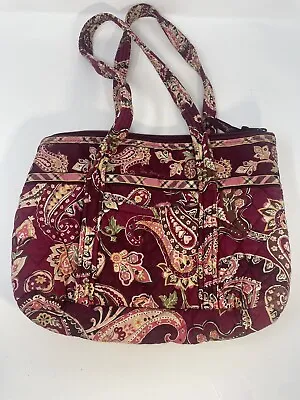 Vera Bradley Piccadilly Plum Handbag Tote Shoulder Bag EUC Paisley Medium Size • $13.99