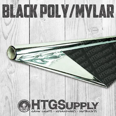 4' X 25' 2 Mil MYLAR+BLACK Reflective Film Hydroponics 48 Inch / 4 Ft. Roll • $24.95