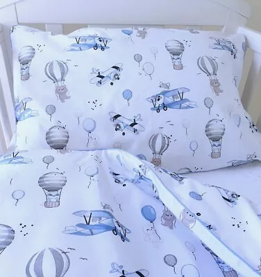 Hot Air Balloon COT BED  BEDDING SET DUVET COVER  PILLOWCASE Sky Adventure • £24.90