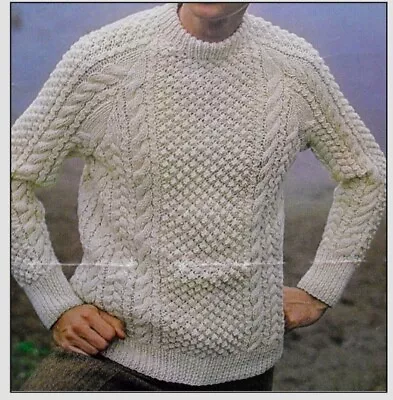 0094. Knitting Pattern. Mens ARAN Jumper. Paper Copy. • £3.50