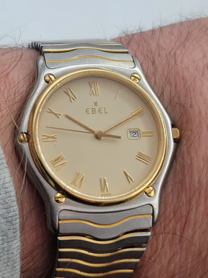 £595 • Buy Ebel SportWave Men Watch Solid Gold Bezel Original Box 