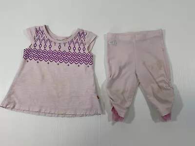 Naartjie Baby Girls Pink Short Sleeve Tee Shirt Tulle Gather Crop Set 12-18M • $9.19