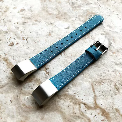 Blue Stylish Unisex Soft Leather Band Strap With Stitches For Fitbit Alta HR • $65.16