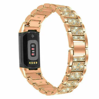 $19.08 • Buy Diamond Strap For Fitbit Charge 5 Watch Wrist Band Metal Bracelet Replacement 