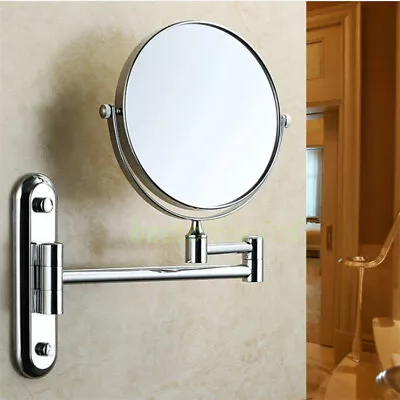 Wall Mounted 2 Sided Magnifying Makeup Mirror Bathroom Swivel Beauty Mirror Chro • £21.92