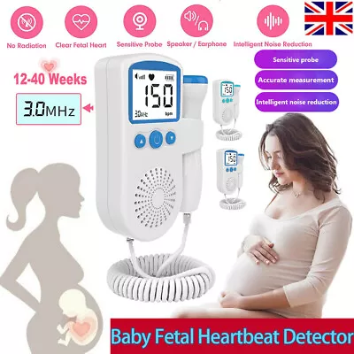 Fetal -Doppler Detector Baby Heart Beat Rate Probe Prenatal Monitor Ultrasonic • £11.59